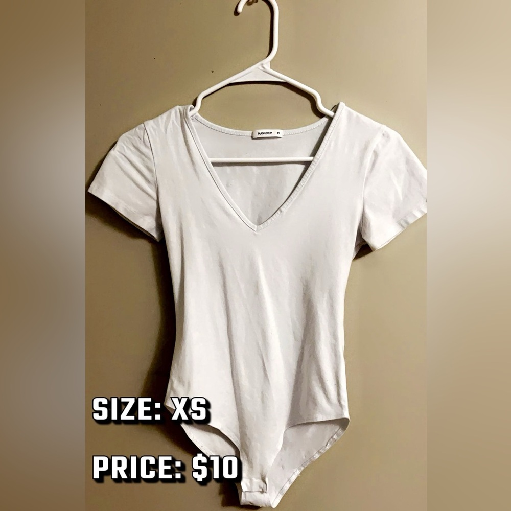 White V-Neck Short Sleeve Bodysuit